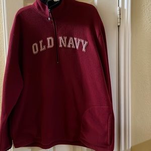 Men’s-Old Navy Classic-Red & Black-Fleece-Pullover-Size-XXL